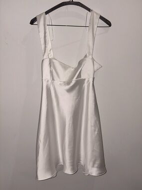 Zara White Satin Mini Dress with Wide Straps